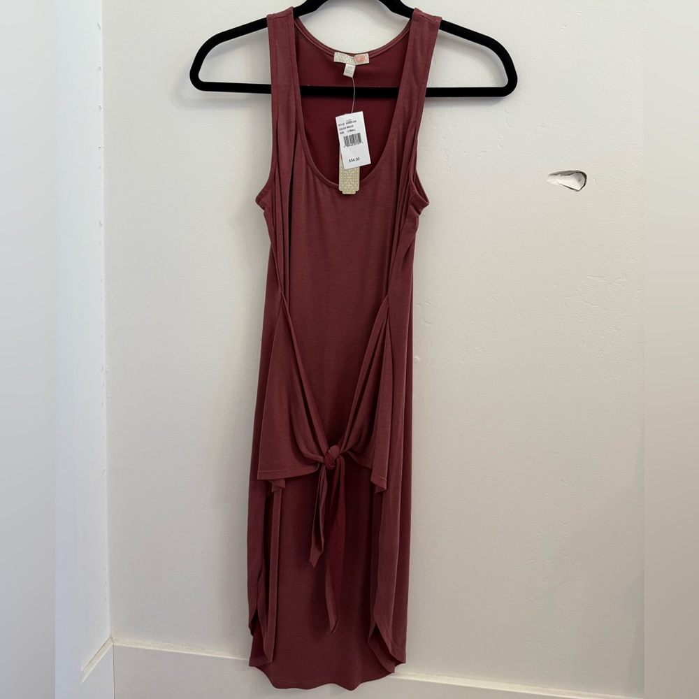 Scoop neck tank midi dress with tie-able bow